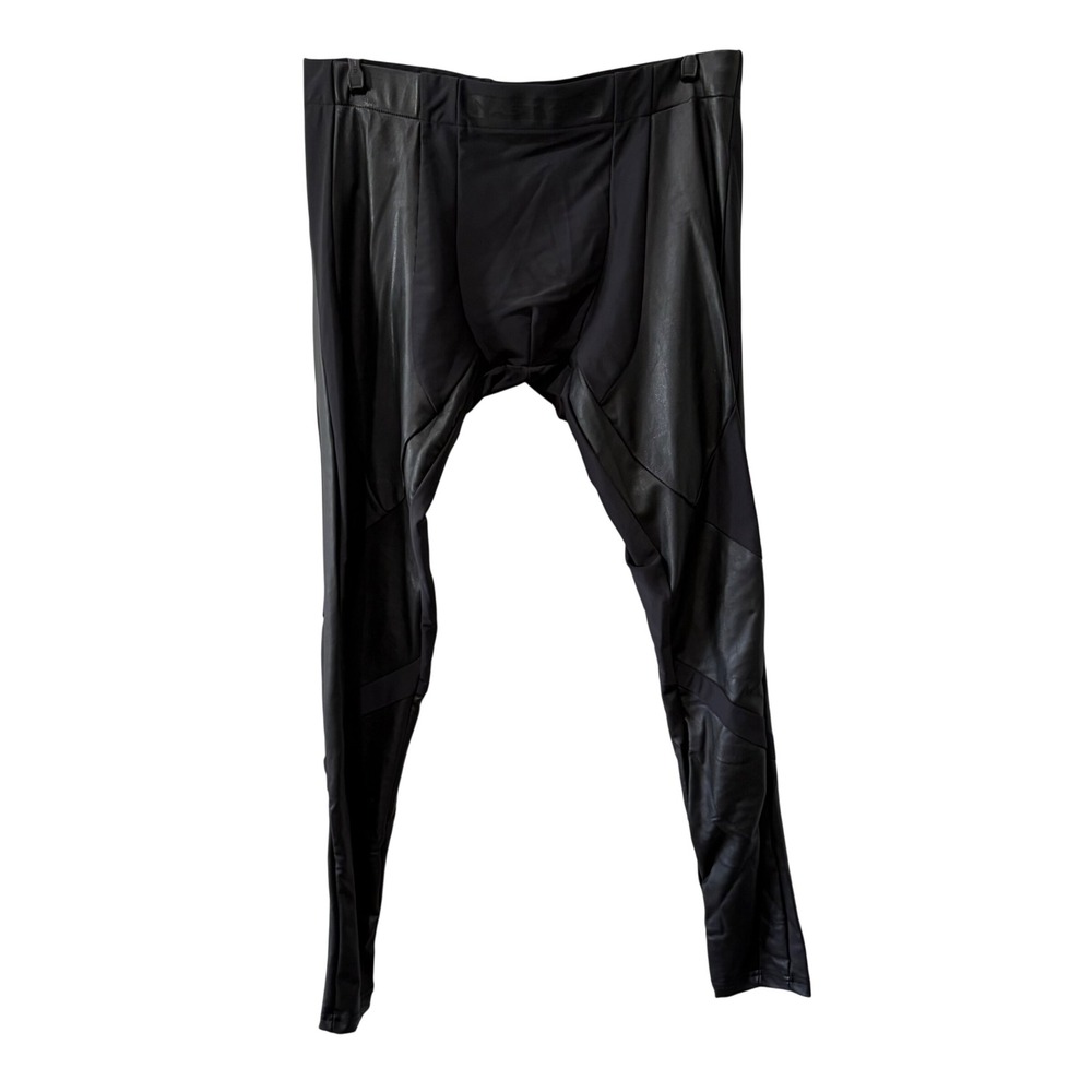 Nasty Pig Leggings Mens Large Black Faux Leather Paneled Athletic Bodybuilding